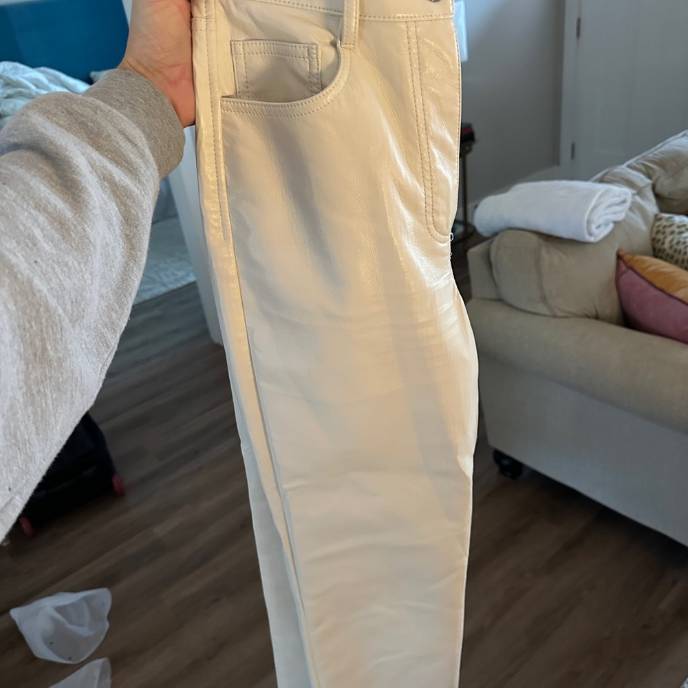Cream Leather Pants
